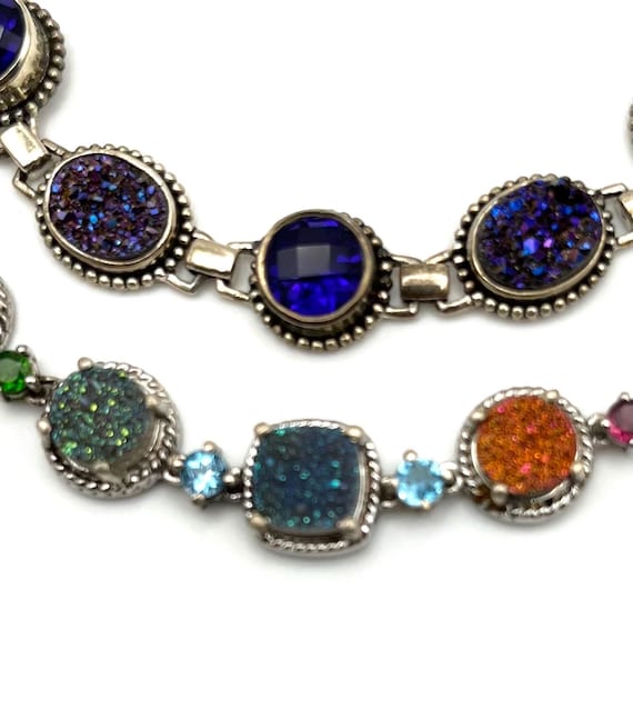 Dainty Druzy And Sterling Silver Vintage Bracelets