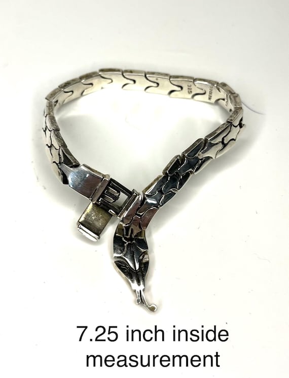 Solid Mexican 925 Silver Hinged Snake Necklace Br… - image 13