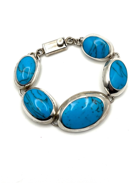 Vintage Taxco Silver & Turquoise Bracelet