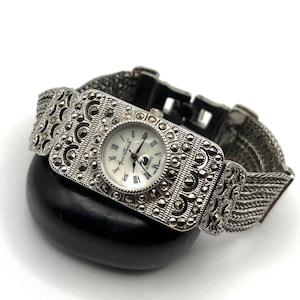 Vintage Silver and Marcasite Watch - Etsy display picture 1