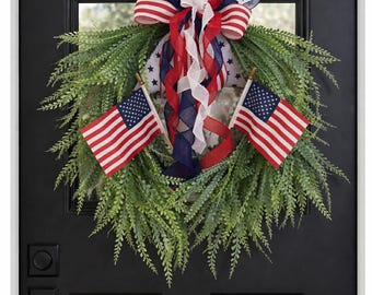 Patriotic Wreath with American Flags