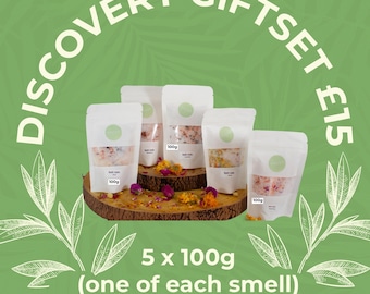 Kit de Sais de Banho Orgânicos | Kit Descoberta | 5 Misturas Exclusivas | Presente de Autocuidado para Mulheres | Minerais da Terra