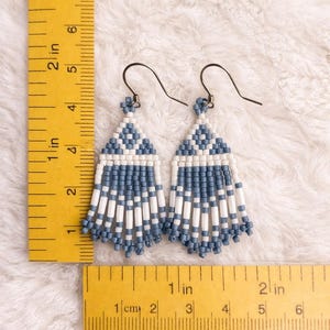 Beautiful Native American blue and white earrings about (1 1/2 “ long & about 1/2” wide) image 4