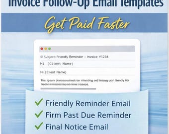 Plantillas de correo electrónico para seguimiento de facturas / Cobra más rápido / Correos electrónicos de facturas vencidas / Plantillas de facturación para pequeñas empresas / Descarga digital