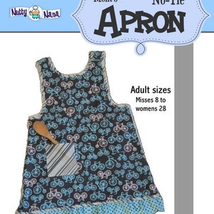 Mom's No-Tie Apron PDF pattern for adult sizes 8 misses to 28 womens