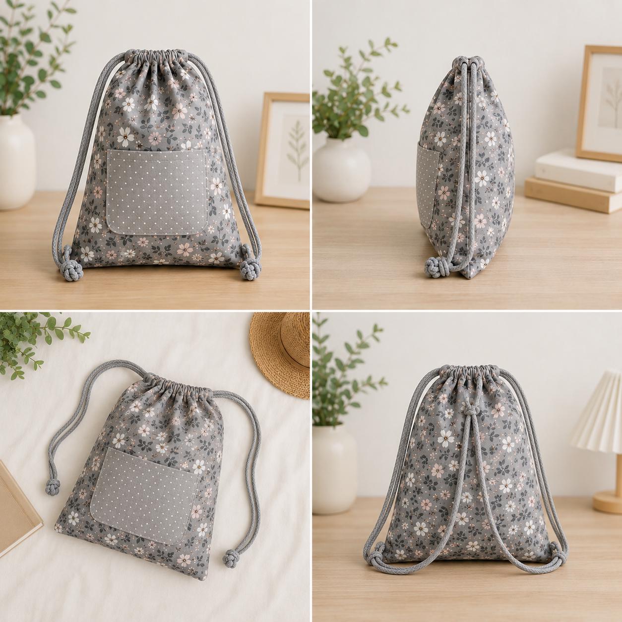 Handmade Backpack Sewing Pattern PDF | DIY Drawstring Bag Tutorial ...