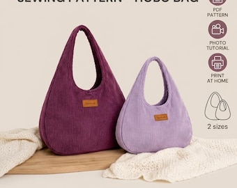 Easy Hobo Bag Sewing Pattern, Curved Shoulder Tote PDF, Slouchy Everyday Bag, Modern Canvas Purse Pattern, Beginner Sewing Tutorial Download
