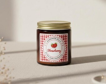 Strawberry Jelly 4oz Soy Candle, Aesthetic Red Candle, Cozy Dessert Candle, Gift for Her/Him