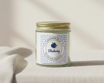 Blueberry Jelly 4oz Soy Candle, Aesthetic Blue Candle, Cozy Dessert Candle, Gift for Her