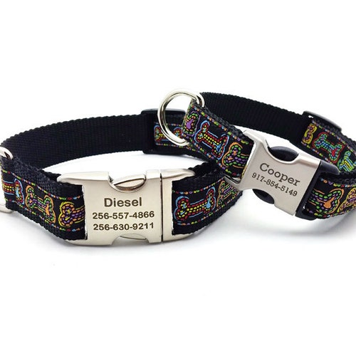 Vibrant Engraved Dog Collar With Laser Engraved Buckle / Etsy