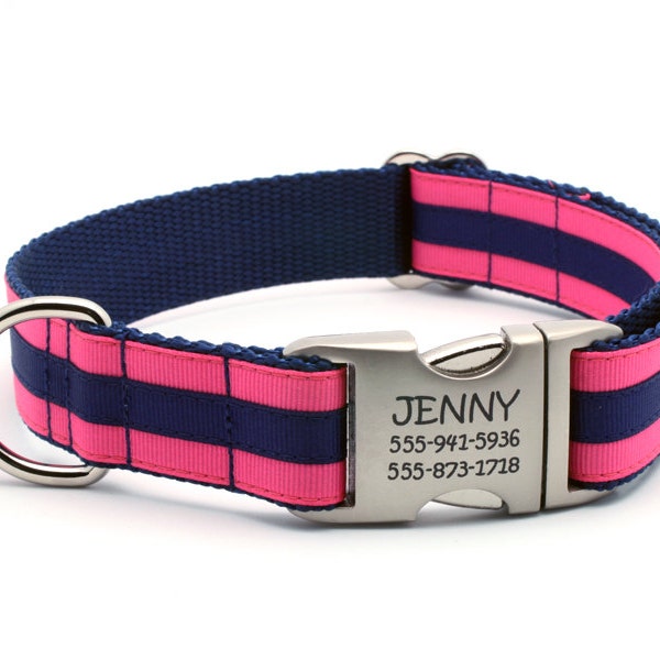 Navy Dog Collar Etsy