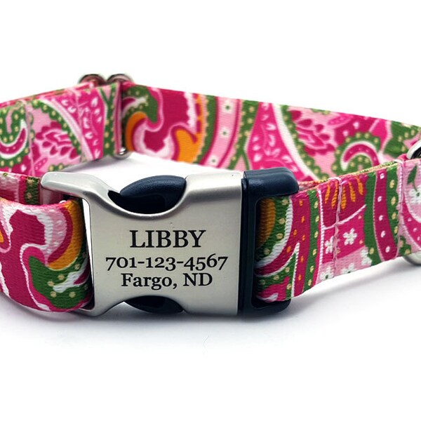Handmade Paisley Purple & Blue Designer Dog Collar – Adjustable Cotton On Nylon
