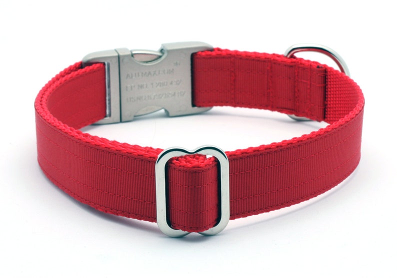 Red Ribbon & bing Dog Collar with Laser Engraved Etsy