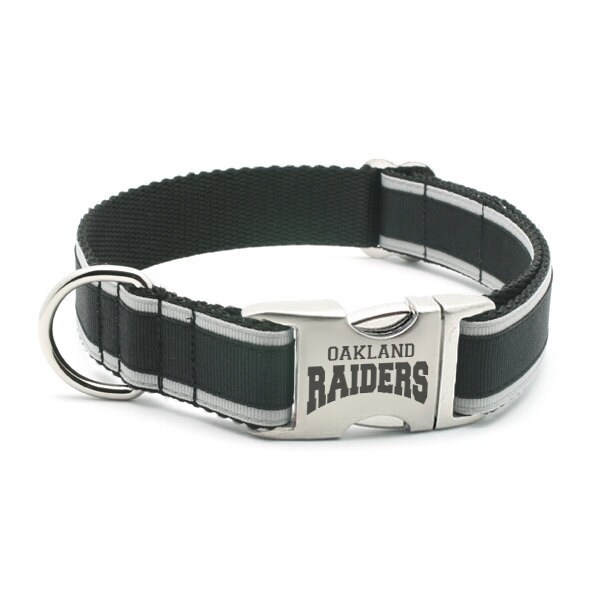 Oakland Raiders Dog Collar with Laser Etched Aluminum buckle