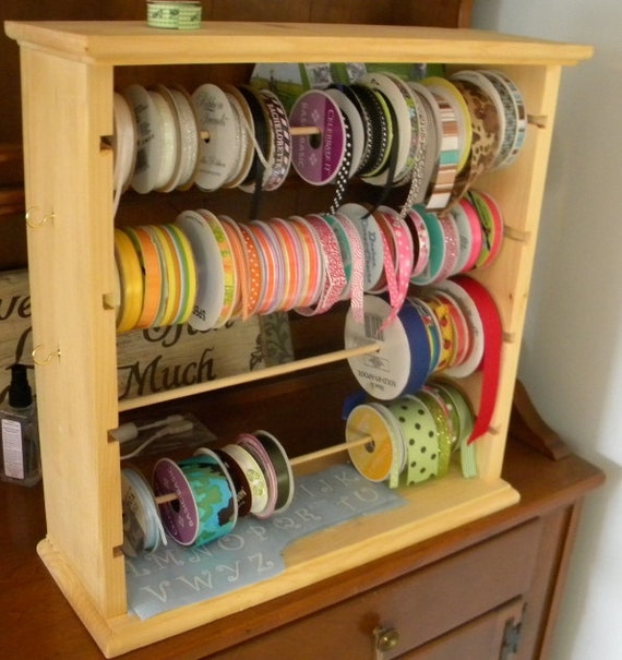 Ribbon Spool Rack Organizer for 4'' Spools naturalfree Shipping 