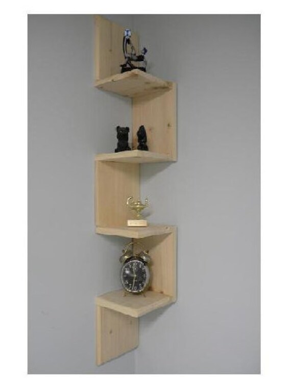 Wall mounted corner shelf Retro 4 tier zig zag shelf for Etsy