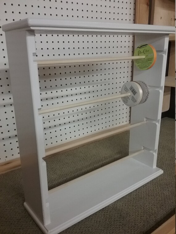 Ribbon rack organizer holds 4'' spools brushed white Etsy