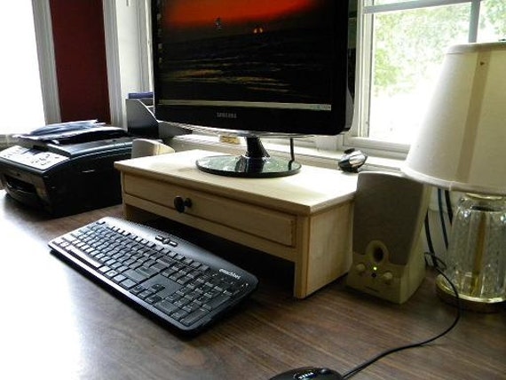 Computer Monitor Stand With Drawer For Extra Storage And Etsy