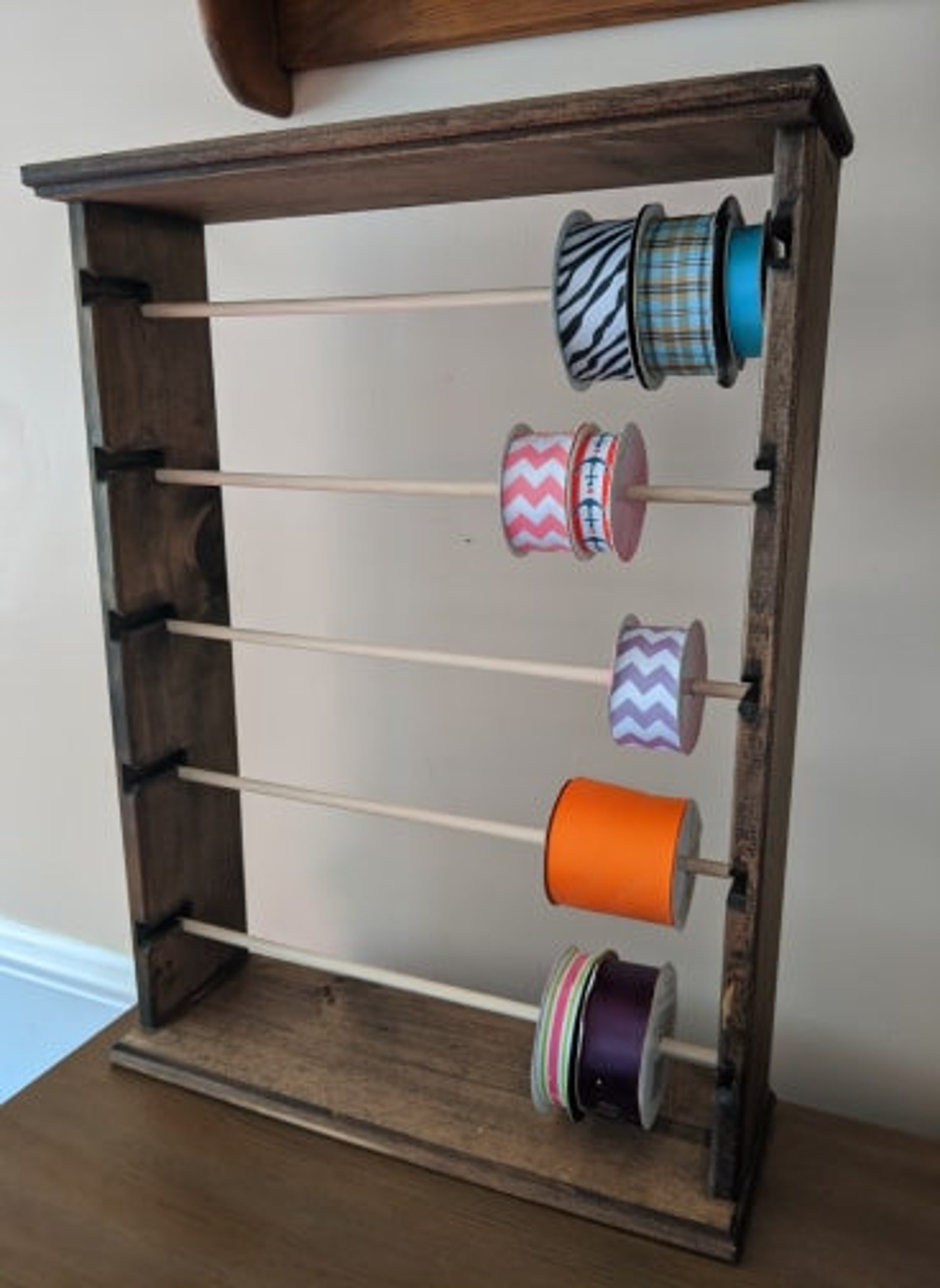 Ribbon Spool Rack Organizer for 4-5'' Spools(walnut Stain)free SHIPPING ...