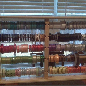 Double size display Ribbon rack holds 4-5 inch spools. hinged & collapsible . FREE SHIPPING