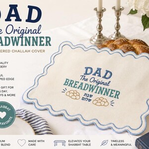 Geborduurde challah-hoes | Dad, de oorspronkelijke kostwinner, Shabbat Shalom