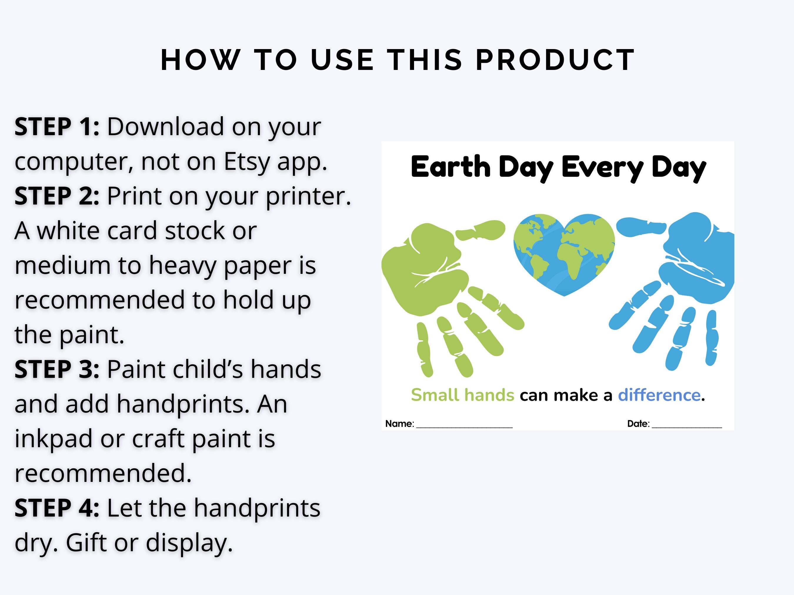Earth Day Handprint Printable Art for Kids, Earth Day Handprint Craft ...