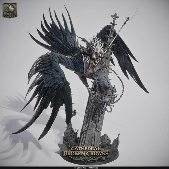 Carrion King Miniature – 100mm Boss Monster, Cathedral of Broken Crowns DnD TTRPG Resin STL