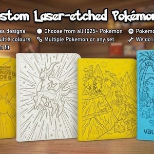 Custom Laser-Etched Pokémon Trading Card Binders or any TCG