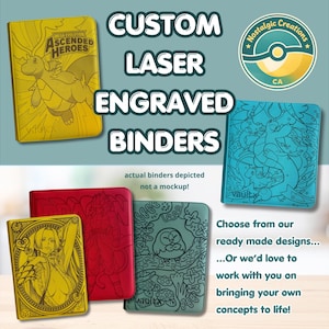 Álbum de cartas coleccionables personalizado con grabado láser / Pokémon, One Piece / ¡o tu propio diseño personalizado! / Vault X y más marcas