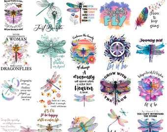 Positive Dragonfly Quotes, Dragonfly Bundle, Floral Png, Mystic Insect, Dragonfly Graphic, Shirt File, Bundle Sublimation, Digital Download