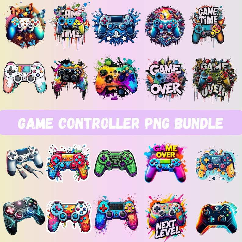 Gamer PNG Clipart Bundle, Game Controller Designs (digital Download ...