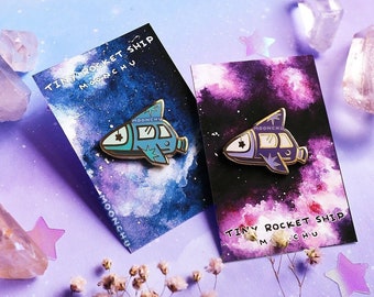 tiny rocket ship original art pin | ENAMEL PIN | rocket ship enamel pin, space ship hard enamel, galaxy pin, space explorer gift, love space