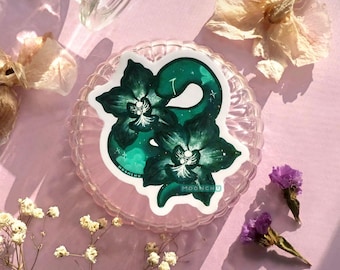 orchid snake sparkle vinyl sticker | STICKER | magical illustration, holographic sparkle sticker