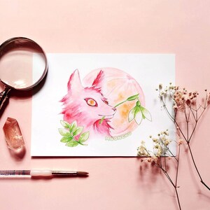 january&#39;s wolf moon wolf art | A5 WATERCOLOUR ART PRINT | moon painting, wolf painting, wolf wall art, wolf wall decor, dreamy celestial art