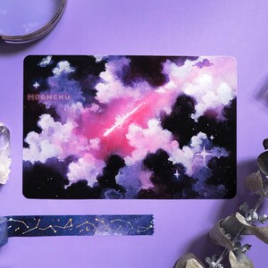 september shooting star painting | ART PRINT | celestial art, galaxy art, cloud painting, night sky decor, space painting, galaxy art print