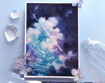 lance original ocean wave art | A5 ART PRINT | original watercolor painting, moody art decor, tidal wave