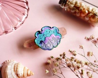 gigas giant clam | ENAMEL PIN | clam shell, shell art pin, mermaid pin, rainbow enamel pin, cosmic galaxy pin, ocean gift, nautical pin