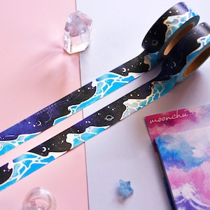 stargazer foil washi tape | STATIONERY | moonchu original washi tape, ocean wave washi, holo foil deco sticker, celestial stationery tape