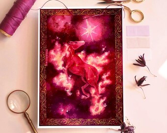 year of the horse original painting | A5 MIXED MEDIA ART | fire horse, lunar new year