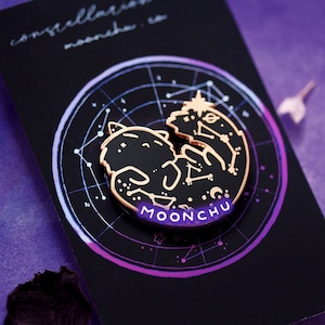 moonchu constellation cat | ENAMEL PIN | original art, celestial galaxy cat constellation animal pin cute and spooky but not really tho