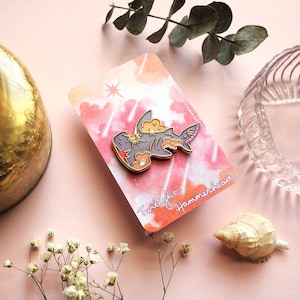 twilight hammerhead shark pin | ENAMEL PIN | shark enamel pin, hammerhead art, celestial animal pin, ocean lover gift, hammerhead shark art