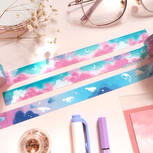 cotton candy cloud washi tape | STATIONERY | moonchu cloud stationery, pastel cloud washi tape, original artist washi, pastel stationery