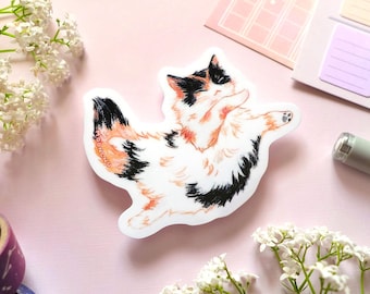 float baby cat calico die cut vinyl sticker | STICKER | calico kitty cat sticker, calico cat cute sticker, cute cat stickers, cat lover gift