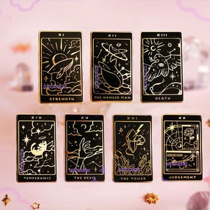 moonchu nebulous tarot series part II. ENAMEL PIN moonchu original art, tarot card enamel pin, magical pin, gothic occult enamel pin image 1