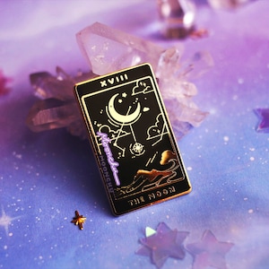 moonchu XVIII. the moon tarot pin ENAMEL PIN la luna moon pin magical pin constellation hard enamel pin witchy halloween art enamel pin image 1