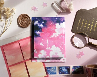 tiny rocket memopad | STATIONERY | space stationery, celestial stationery, rocket ship memopad, space notepad, galaxy stationery, galaxy art