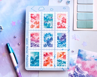 someday stamp sticker sheet | STATIONERY | cloud stamp, cute pastel bullet journal, cloud stickers, moon star sticker, pastel stationery