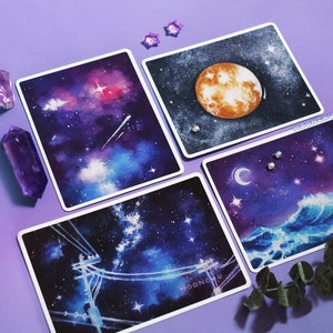 dreaming of stars series night sky celestial art print | WATERCOLOUR ART PRINT | moon art, magical print, galaxy art print, watercolor art