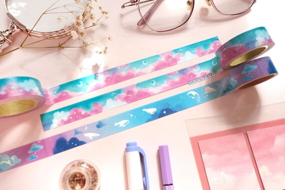 cotton candy cloud washi tape | STATIONERY | moonchu cloud stationery, pastel cloud washi tape, original artist washi, pastel stationery
