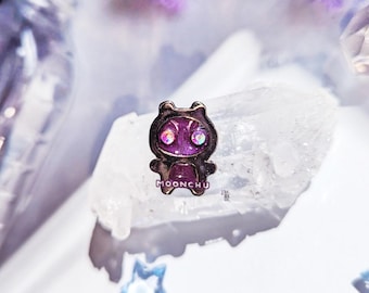 void uchuujin unique enamel pin with crystalline eyes | ENAMEL PIN | OOAK enamel pin, extraterrestrial alien enamel pin space alien ufo gift